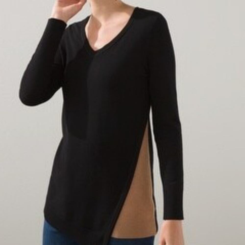 Chico's v-neck long sleeve color block asymmetrical tunic sweater womans size XL